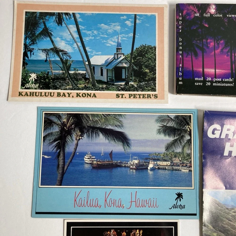Vtg Hawaii Postcards, Postcard Folder/Book and Map‎ from 1980's Lot of 13